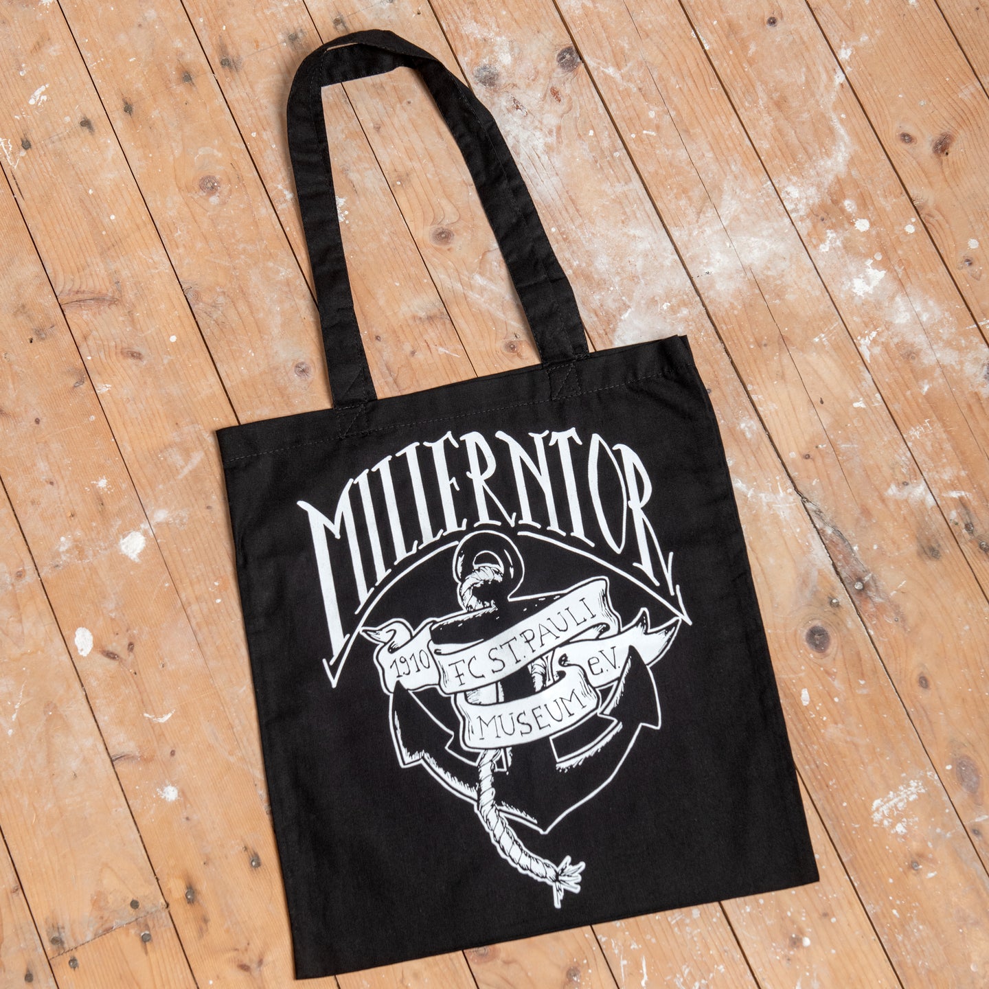 Millerntor-Anker Baumwolltasche (schwarz)